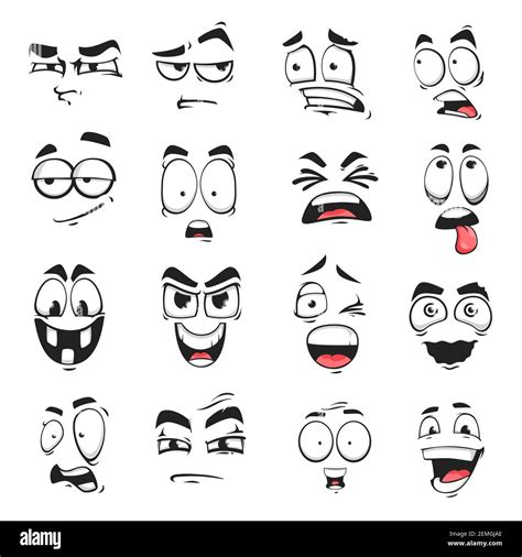 Face expression isolated vector icons, cartoon funny emoji suspicious ...