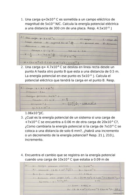 Actividad Materia Y Energ A Una Carga Q X C Es Sometida A Un