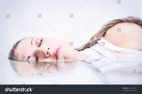 Woman Half Submerged Water Reflection Stock Photo 116520364 Shutterstock