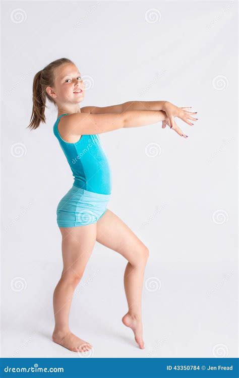 Tween Girl In Gymnastics Pose Stock Photo Image Of Full Pretty 43350784