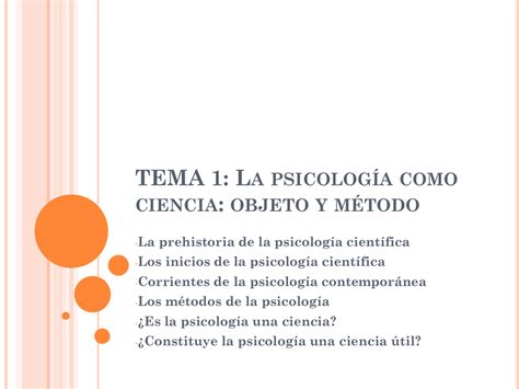 Tema La Psicolog A Como Ciencia Objeto Y M Todo