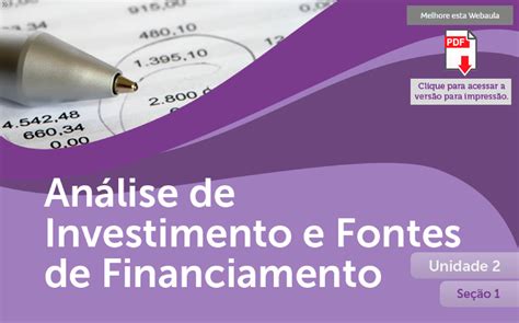 Analise Inves Font Finan Un S An Lise De Investimentos E Fontes De