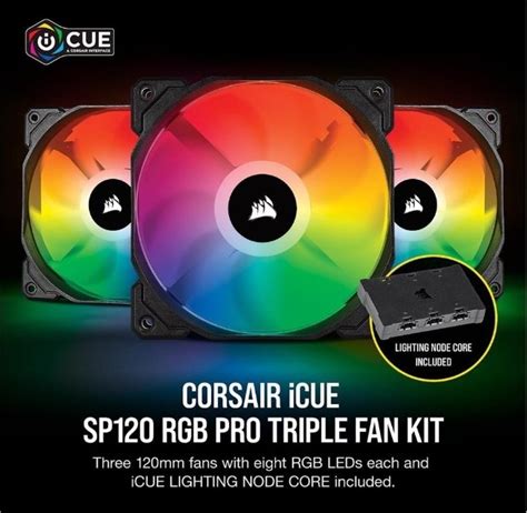 Corsair Icue Sp120 Rgb Pro 120mm Triple Fan Kit With Lighting Node