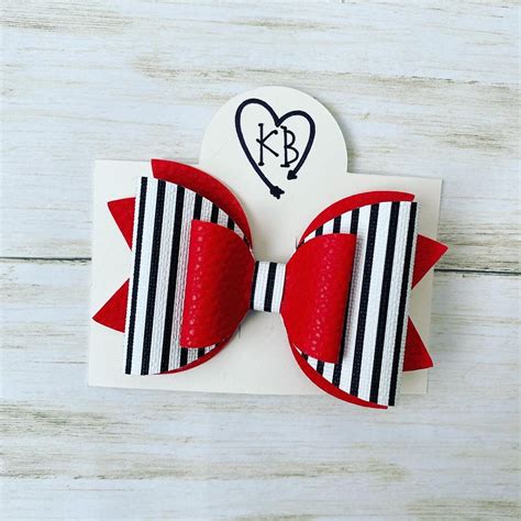 Red White And Black Striped Hair Bow By Ookbdesign On Etsy Glitter