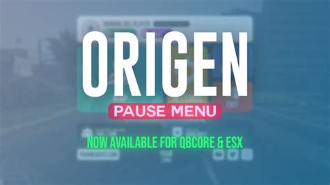 Origen PauseMenu QBCore ESX Version Available YouTube