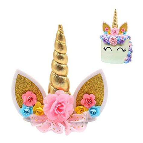 Amazon Unicorn Cake Topper Handmade Unicorn Horn Ears And Flowers