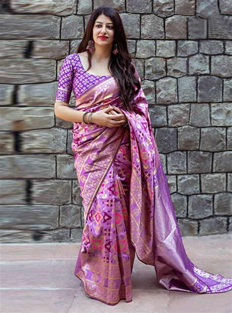 Purple Banarasi Silk Festival Wear Saree Party Wear Sarees