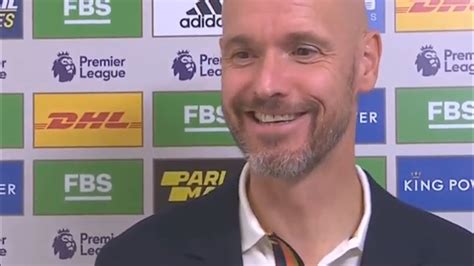 A Happy Erik Ten Hag Post Match Interview Leicester City Vs Manchester