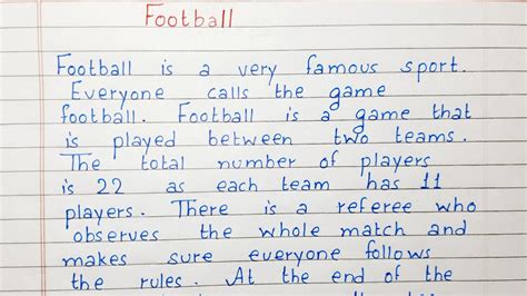 Write A Short Essay On Football Essay Writing English YouTube