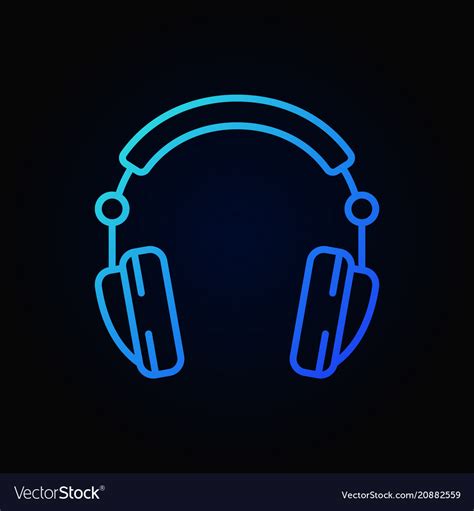 Headphones blue icon in line style on dark Vector Image