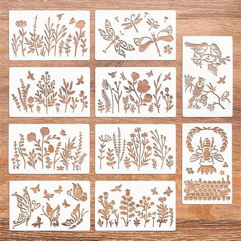 Lot De Pochoir De Peinture De Fleurs Cm Fleur Pochoir Dessin