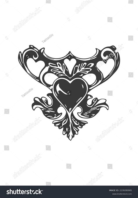 Sacred Heart Jesus Baroque Ribbons Vector Stock Vector Royalty Free