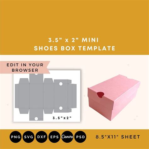 Mini Shoes Box Template Mini Sneaker Box Template Shoe Box Etsy In