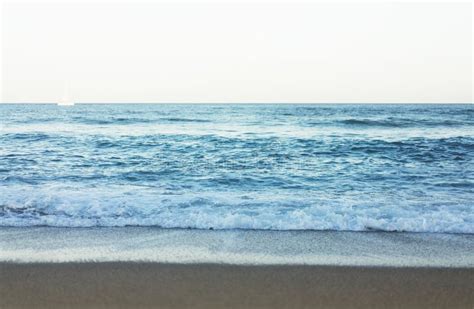 Waves Of Blue Quiet Ocean Coast Landscape Background Sea Scape And