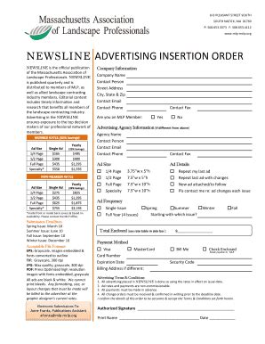 Fillable Online Ad Insertion Order Form Xlsx Fax Email Print Pdffiller