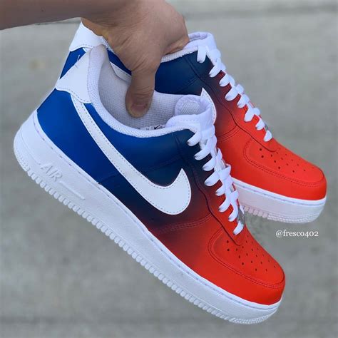 Custom Af1s Bluered Fade Red Nike Shoes Custom Nike Shoes Nike