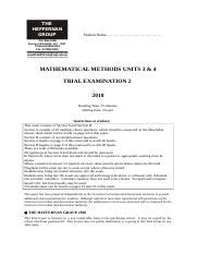 Mathematical Methods Units Trial Exam Course Hero