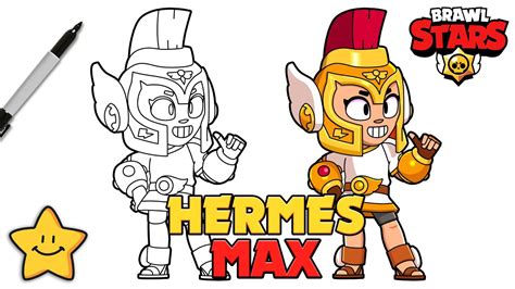 How To Draw Hermes Max ⚡️🌟 Brawl Stars New Skin Jurassic Splash Youtube