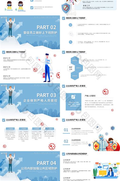 蓝色简约风企业复工复产培训教育ppt模板免费下载 包图网