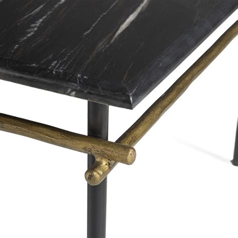 Black Marble And Iron Side Table 61x61x58 Cm Qechic