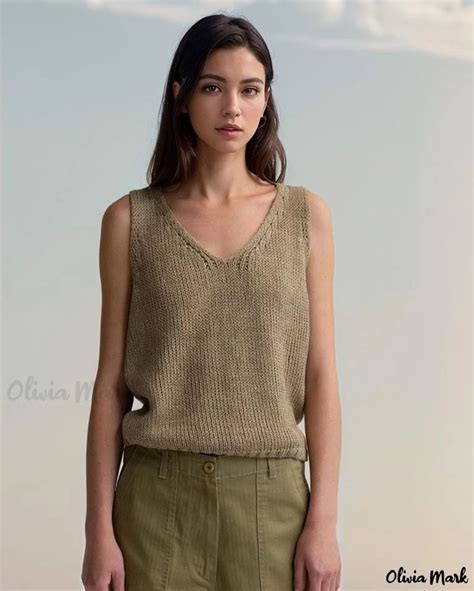 OliviaMark Stylish Sleeveless Loose Knit V Neck Vest Ideal For