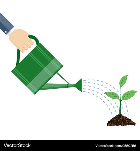 Hand Holding Watering Can Plant Royalty Free Vector Image