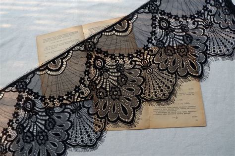 Lace Trim Tulle Lace Trim Scalloped Lace Trim Black Lace Etsy