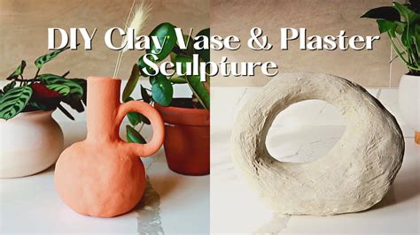 Diy Air Dry Clay Vase And Plaster Sculpture Faux Stone Diy Home Decor Youtube