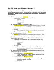 Lecture Learning Objectives Docx Bio Learning Objectives