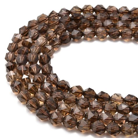 Smoky Quartz Faceted Star Cut Beads Mm Strand Etsy