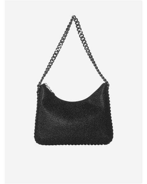 Stella Mccartney Falabella Glitter Vegan Leather Mini Bag In Black Lyst