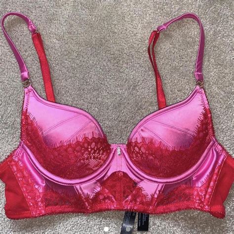 Ann Summers Pink And Red Lace Bra Never Worn Too Depop