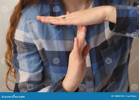 Girl Showing Stop Hand Sign Gesture Body Language Gestures Ps Stock