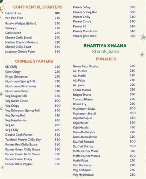 Menu Of Shri Hari Restaurant Kopar Khairane Navi Mumbai