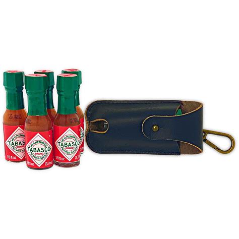 Porter Trail Genuine Leather Hot Sauce Keychain Includes A 5 Mini Tabasco Bottles