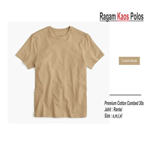 Jual KAOS POLOS COKLAT MUDA COTTON COMBED 30S REAKTIF 100 PREMIUM