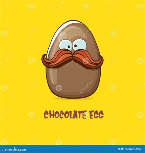 Cartoon Chocolate Easter Egg Cartoon Characters Isolated On Yellow