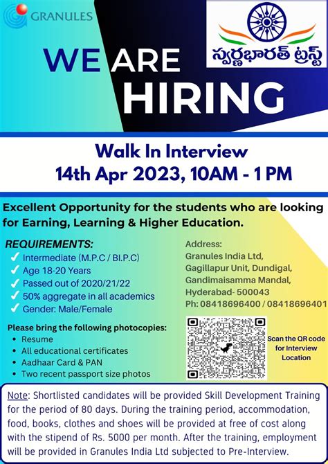 Granules India Ltd Walk In Drive For FRESHERS On 14th Apr 2023