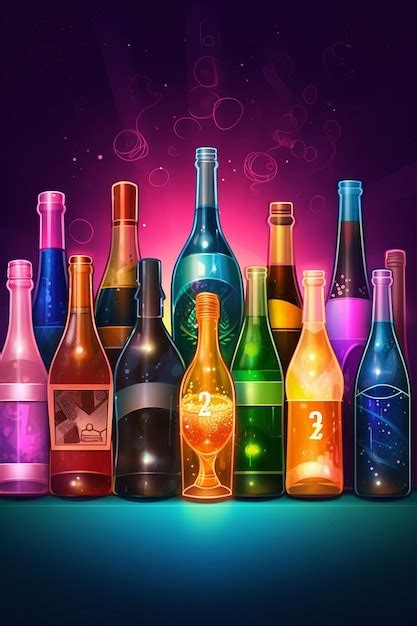 Premium Ai Image A Collection Of Bottles Of Different Colors With The