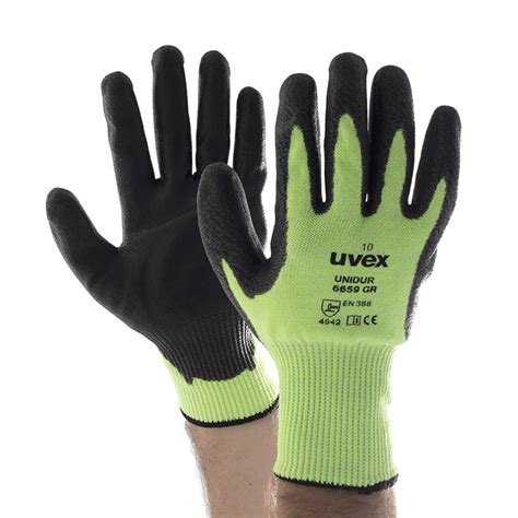 Uvex Unidur 6659 Gr Green Pu Coated Cut Resistant Gloves Safetygloves