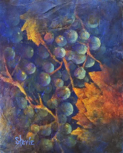 Stevie Denny Art: Grape Vine, 10x8 acrylic painting