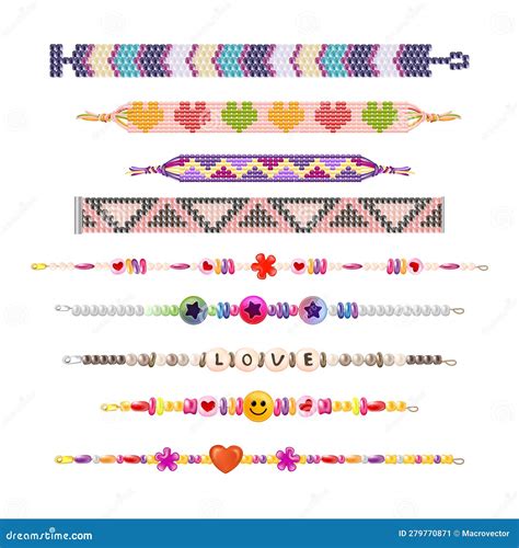 Realistic Hippie Bracelets Set Stock Vector Illustration Of Cool