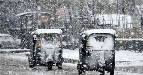 Srinagar City Receives First Snowfall Of Season Complete Whiteout