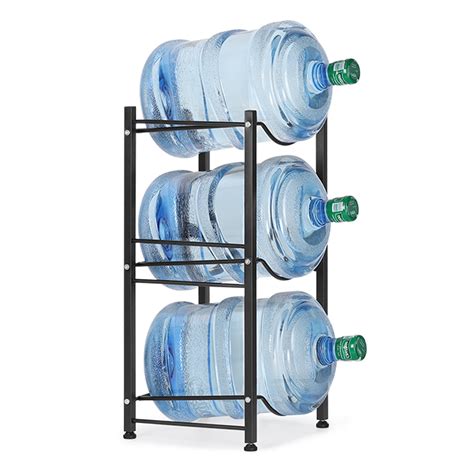 3-Tier 5-Gallon Water Bottle Storage Rack, Black - Kitchen Stand Jug ...