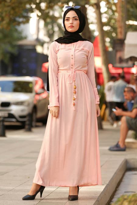 Neva Style Salmon Pink Hijab Dress 31751smn