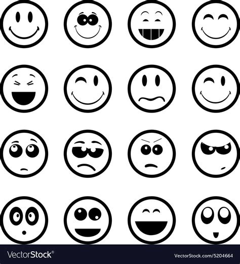 Smiley faces icons set Royalty Free Vector Image