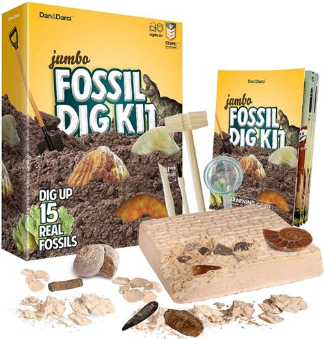 Mega Fossil Dig Kit - Dig Up 15 Real Fossils (Dinosaur Bones, Sharks ...