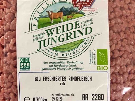 Ja Nat Rlich Bio Weide Jungrind Faschiertes Kalorien Fleisch Fddb