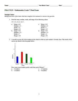 7th Grade Math Final Exam Pdf Fill Online Printable Fillable Blank