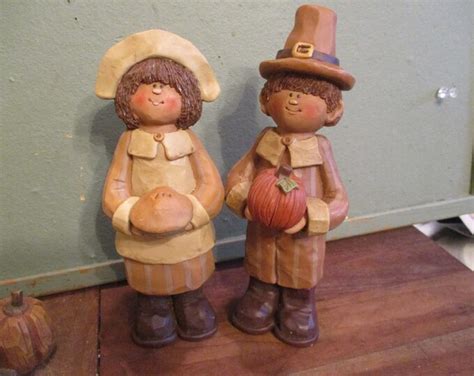 Pilgrims Folk Art Carved Look Holiday Vintage Decor CHOICE Etsy